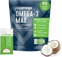 Coromega MAX 2400mg Omega-3 Fish Oil + witamina D Squeeze Pakiety, Wild- Caught, No Fishy Taste - 3X Lepsze wchłanianie niż Softgels, Wspiera zdrowie mózgu i serca (90 Sług, Kokosowy Bliss)