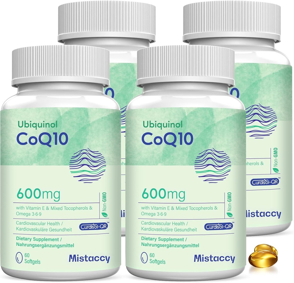 CoQ10 600mg Softgels 124; Wysoka Absorpcja CoQ10 Ubichinol Supplement Equipment 124; Zmniejszona forma wzmocniona witaminą E & Omega 3 6 9 España 124; Przeciwutleniacz Powerhouse Dobry dla Zdrowia 124; 240 Softgels