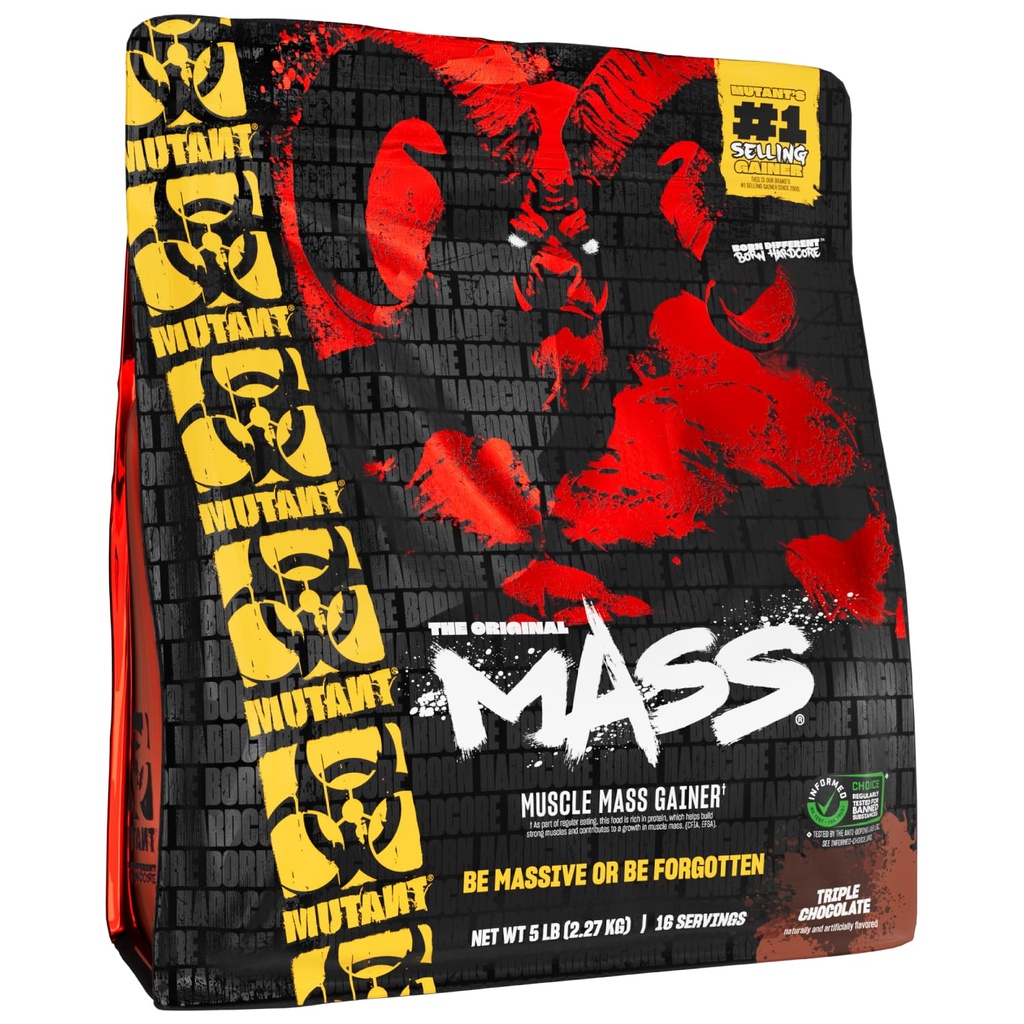 Mutant Mass Yellow 124; Masa ciała Gainer Protein Powder - wysoki Calorie Protein Powder for Mass Grease - Triple Chocolate - 5 funtów
