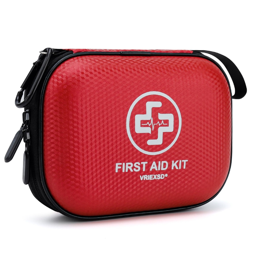 Mini First Aid Kit - 150 Piece Small Waterproof EVA Hard Shell Case