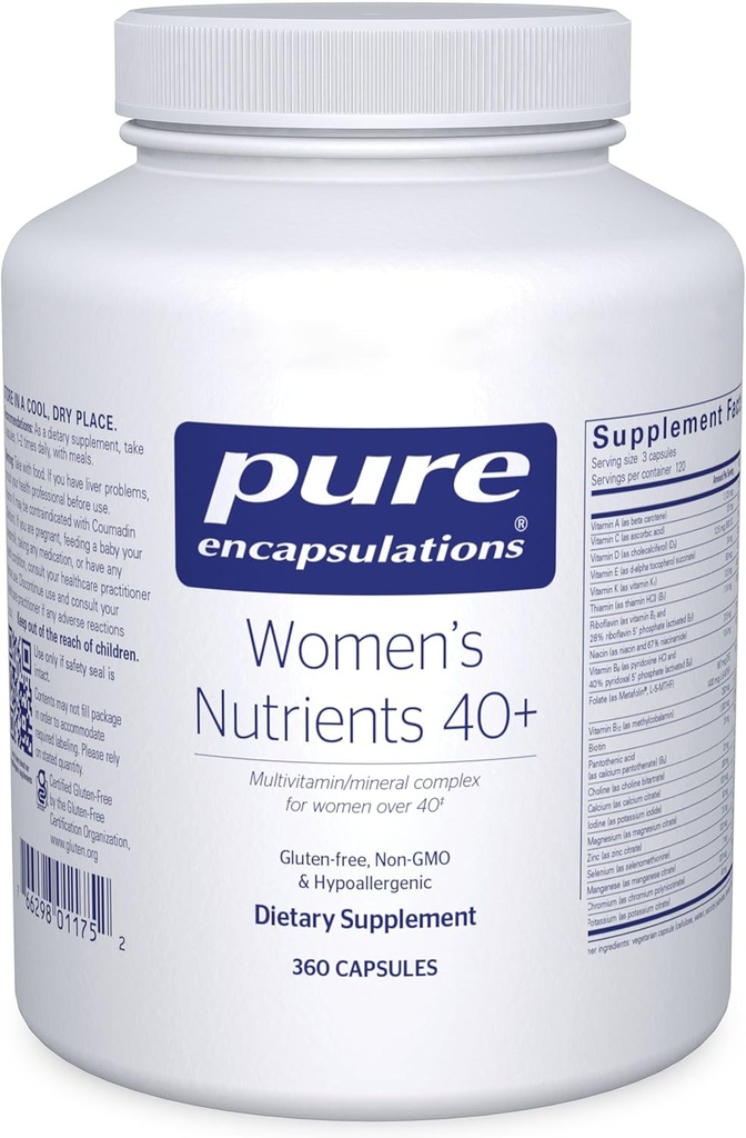 Pure Encapsulations Women 's Nutricents 40 + - Multivitamina dla kobiet powyżej 40 do wspierania zdrowia trakcji moczu, zdrowia komórek piersi i integralności oczu * - z witaminą C, E & A - 360 kapsułki