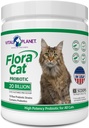 Vital Planet - Supplement proszku probiotycznego Flora Cat z 20 Billion Cultures i 10 Diverse Strains High Potency Probiotyki dla wszystkich kotów do feline Digestive i immunologicznego wsparcia 30 Scoops 3.92 oz