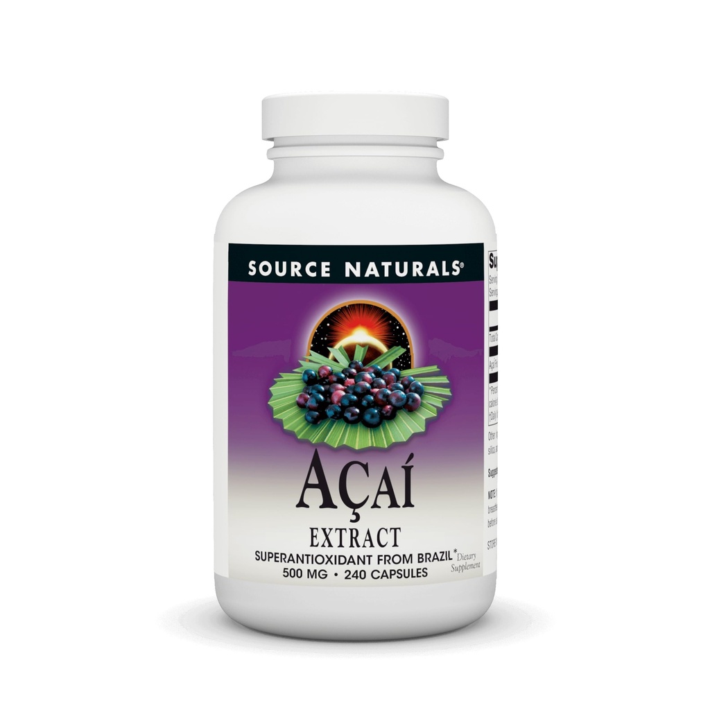 Źródło Naturals Acai Extract, Superantyoksydant z Brazylii * - 500 mg - 240 Kapsułki wegetariańskie