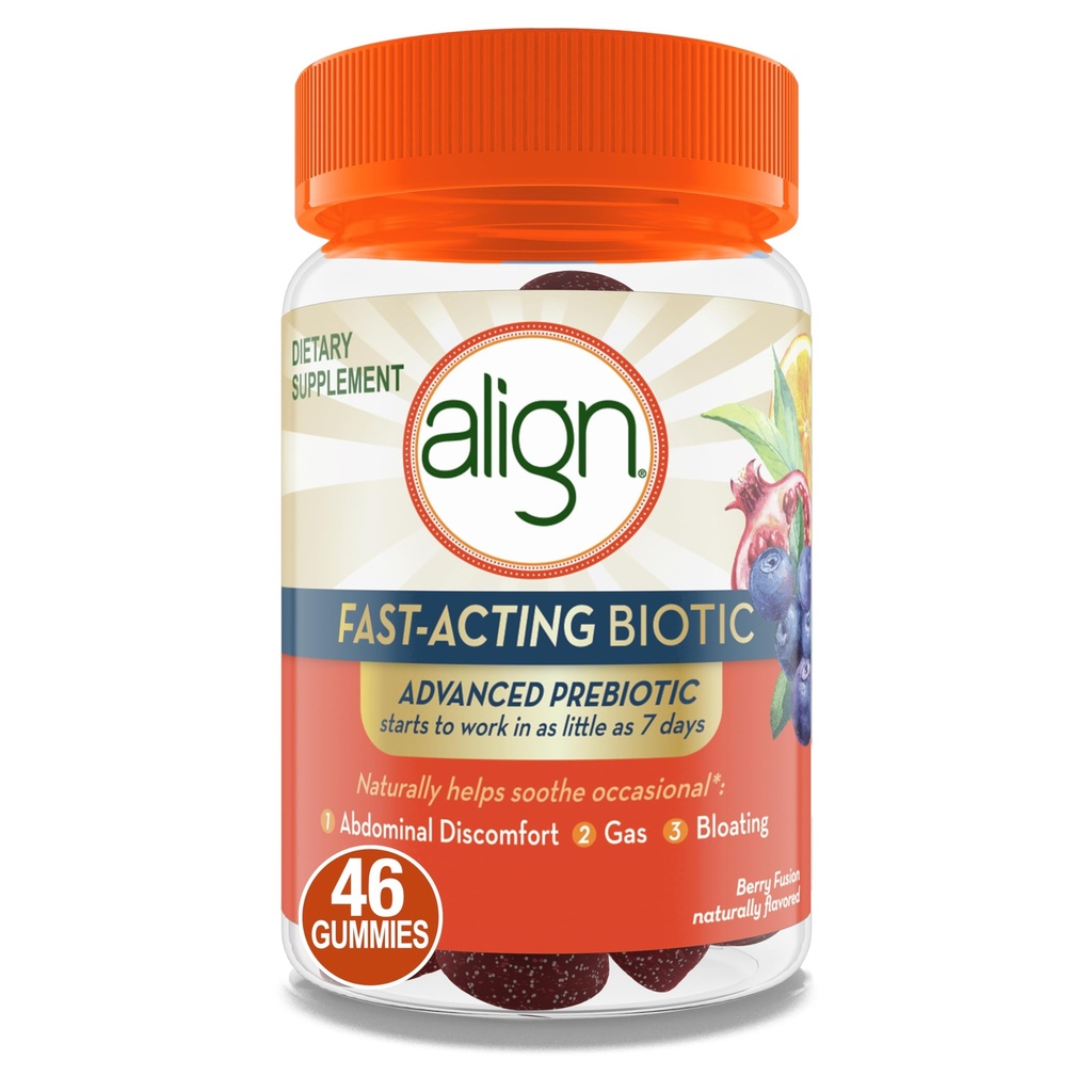 Align Advanced Prebiotic Supplement, Fast- Acting Biotic Gummies, Advanced Prebiotic for Women and Men, Works In as Little Jako 7 dni *, 46 Gummies