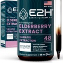 E2H Syrop Elderberry - Powerfull Antioksydants Supplement from Organic Elderberry Extract - Sambucus Elderberry Syrop dla dzieci i dorosłych dla immunologicznego wsparcia - Non-GMO, Vegan - 2 Fl Oz