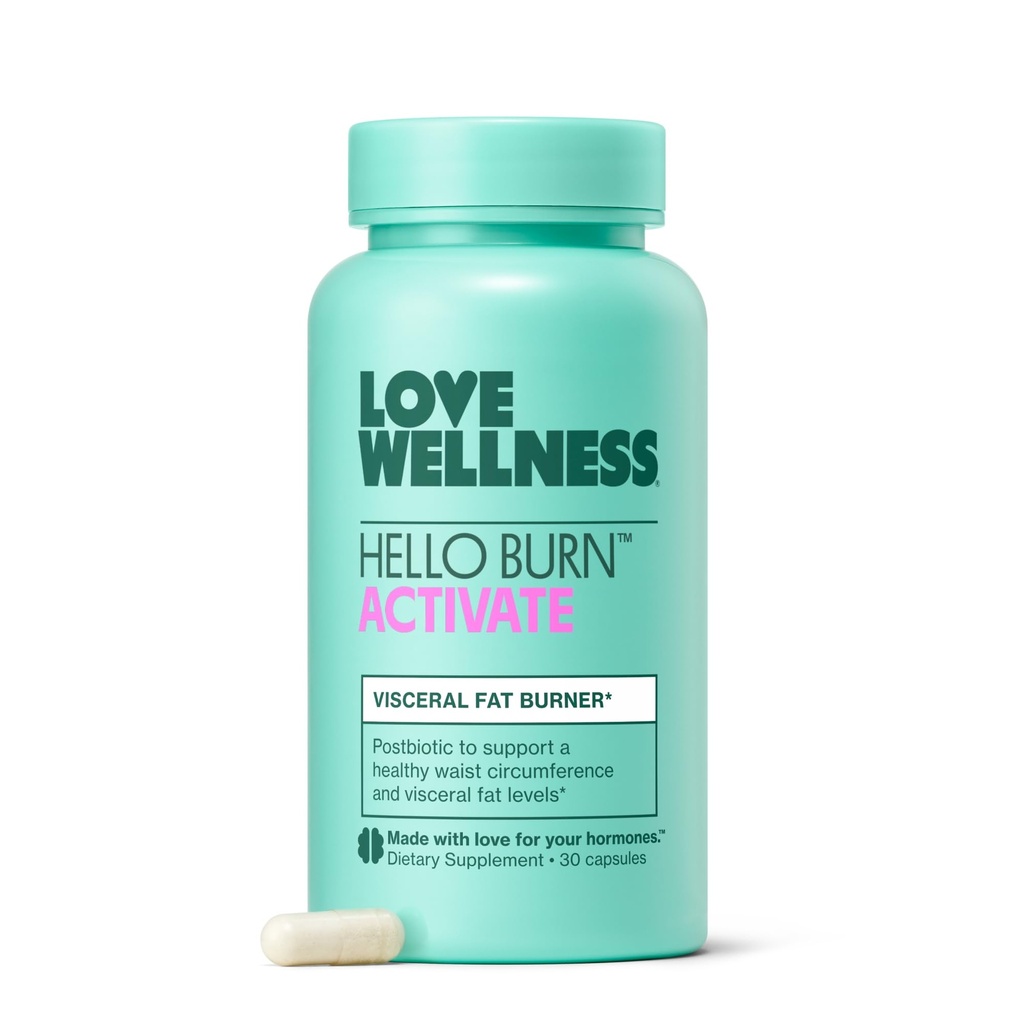 Love Wellness Hello Burn Aktywować 124; Wsparcie Visceral Fat Burn z HT BPL1 Postbiotic 124; Wsparcie Zdrowe Waist Obwód, Długowieczność i Metaboliczne Wellness 124; 30 Hrabia