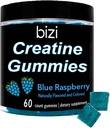 Gummy dla mężczyzn i kobiet - 1g monohydratu na gumę - aromat arbuzowy - trening, wzrost mięśni i dodatek do odzysku - Wegan & Gluten Free (60 ct) (Błękitna malina)