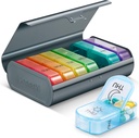 Zannaki Metal XL Cotygodniowy Pill Organizator 2 razy dziennie, Duży podróży codziennie Pill Box 7 dzień, Przenośny tydzień Dwukrotnie Pill Holder pojemnik, AM PM Pill Case for Medicine witaminy suplement medyczny, Grey
