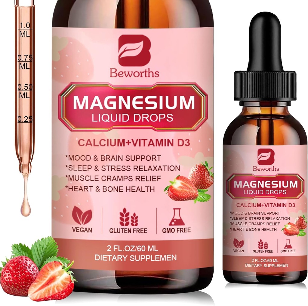 Magnezu kropla ciecz, Magnezu Glycinate Complex z Taurate magnezu, Cytrate, Wapnia, Potas, Witamina, Cynk - Relaks wsparcia, Energia i zdrowie jelit