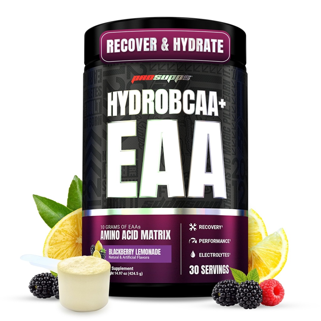 ProSupps HydroBCAA Essential Amino Acids Powder, BlackBerry Lemonade - Suplement do ćwiczeń z BCAA, EAA i elektrolitów do nawadniania i odzyskiwania - Stymulant- Free, Soy & gluten- Free - 30 Służenia
