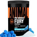 Furia zwierzęca - Suplement do Proszek do przygotowania wstępnego dla energii i skupienia - 5g BCAA, 350mg Kofeina tlenek azotu Bez Kreatyny - Silny Stymulant dla Bodybuilders - Błękitna Malina