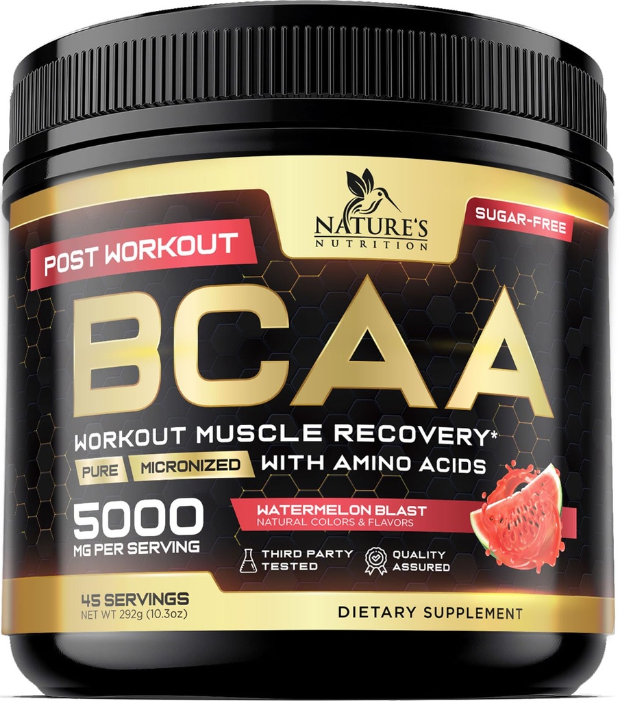 Proszek do nasączania mięśni z BCAA, L- glutaminy i aminokwasów - najlepsze suplementy do odzyskiwania mięśni do treningu post - Bez cukru, Branched Chain Amino Acid Supplement for Women & Men - 45 Służenie