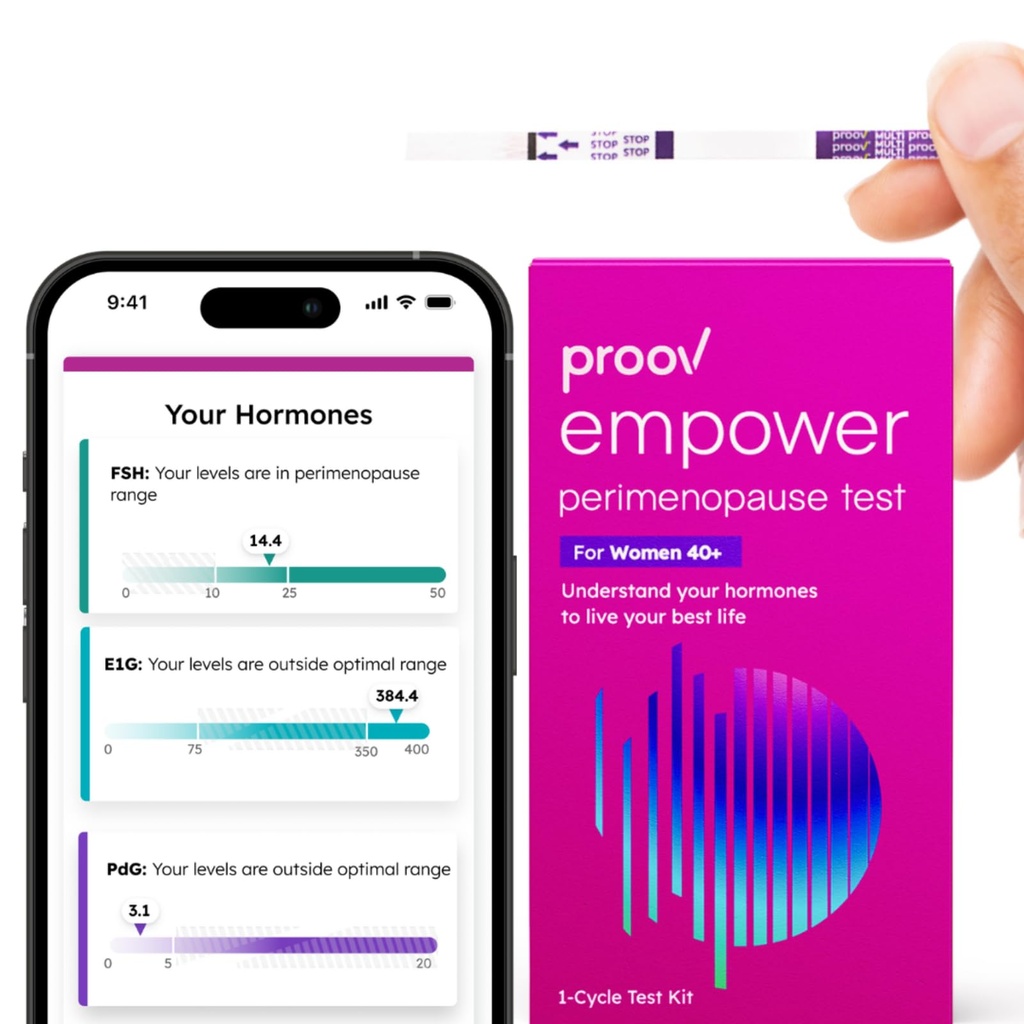 Proov - Eminencja Hormon Tracker w domu - dla kobiet 30- 40 + - Zrozum swój Hormon Balance & Perimenopauza Stage - Means FSH, LH, Estrogen & Progesterone - 1 Cycle Test Kit