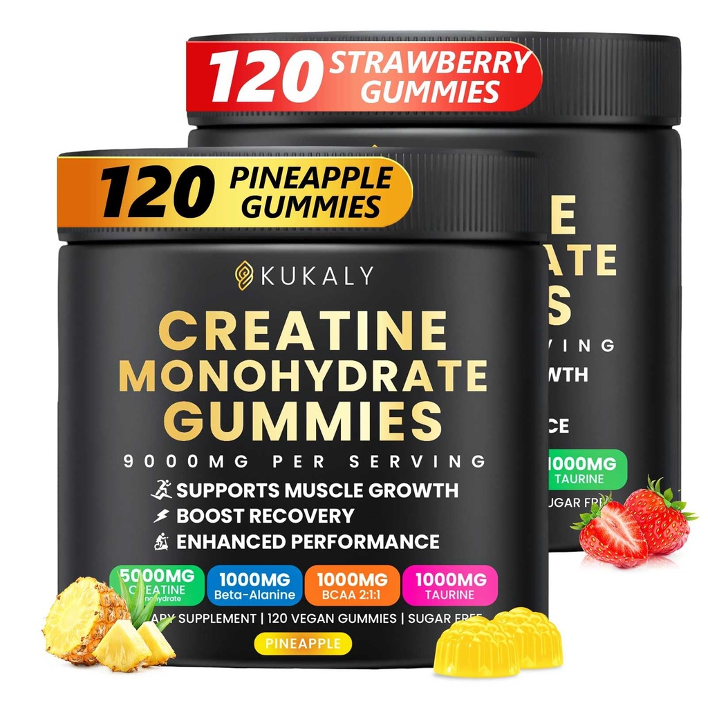 Jednowodzian Gummies dla mężczyzn i kobiet, 9000MG Gummies Kreatywnych Cukru Free -BCAA 2: 1, B12 B6 dla Boost Siła, Focus & Endurance, Wegan, Non-GMO