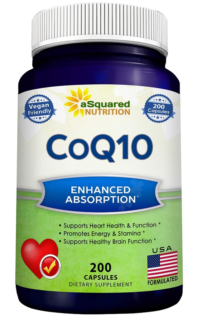 ASquared Nutrition CoQ10 (400mg Max Siła, 200 Kapsułek) - Wysoka absorpcja Wegańskiego Koenzymu Q10 Proszek - Ubichinon Supplement Pills, Extra Antioksydant CO Q- 10 Tabletki witaminy enzymatycznej, Coq 10 400 mg