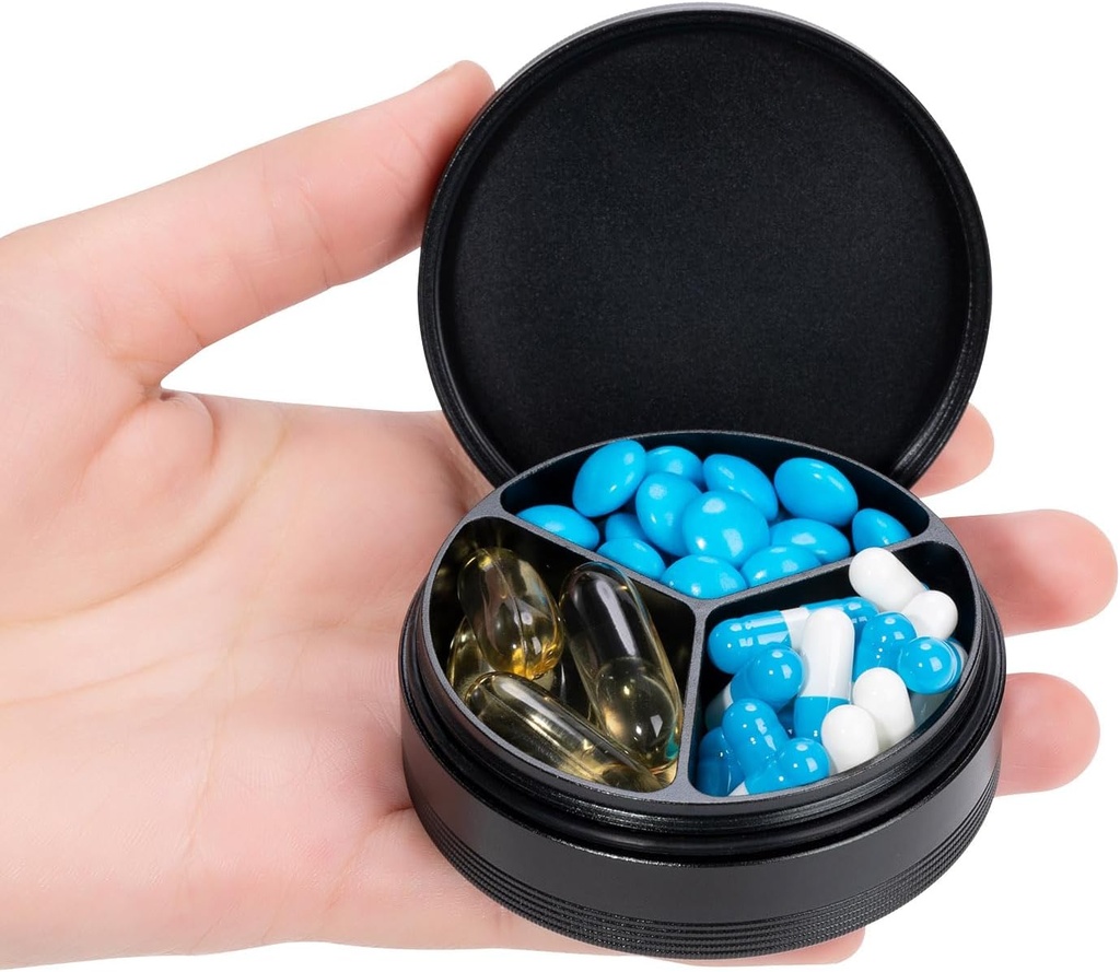 Metal Pill Case 3 Enklawa - wodoodporny Pocket Purse Pill Box Aluminium Pill Container Medicine Organizer Przenośny Daily Pill Holder dla Vitamin Medication Fish Oils