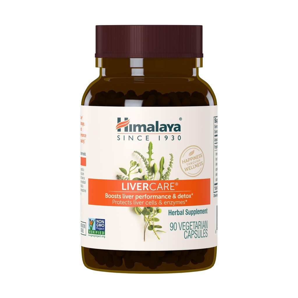 Himalaya IU Care for Total Liver Support, Cleanse and Detox, Chroni komórki i enzymy, 375 mg, 180 kapsułek, 90 Day Supply