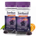 Sambucol Czarne gumki Elderberry z witaminą C & Cynk - Sambucus Gummies Elderberry dla immunologicznego wsparcia, Wysokie przeciwutleniacze, Gluten Free, Wegan, Elderberry z cynku i witaminy C - 30 Hrabia, 2 Pack