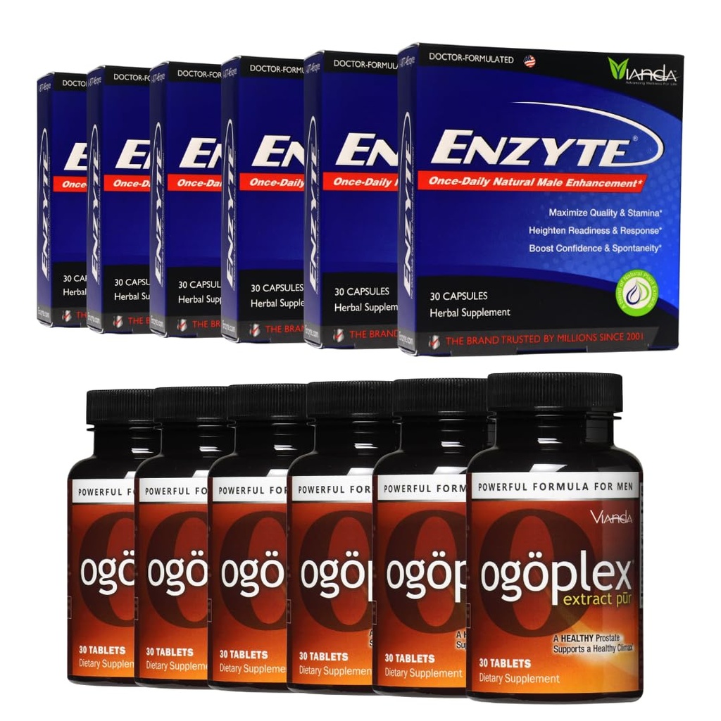Enzyte & Ogoplex Bundle 124; Naturalna męska witalność + Prostate & Urnanal Health Support - 6-Pack of Each Bundle
