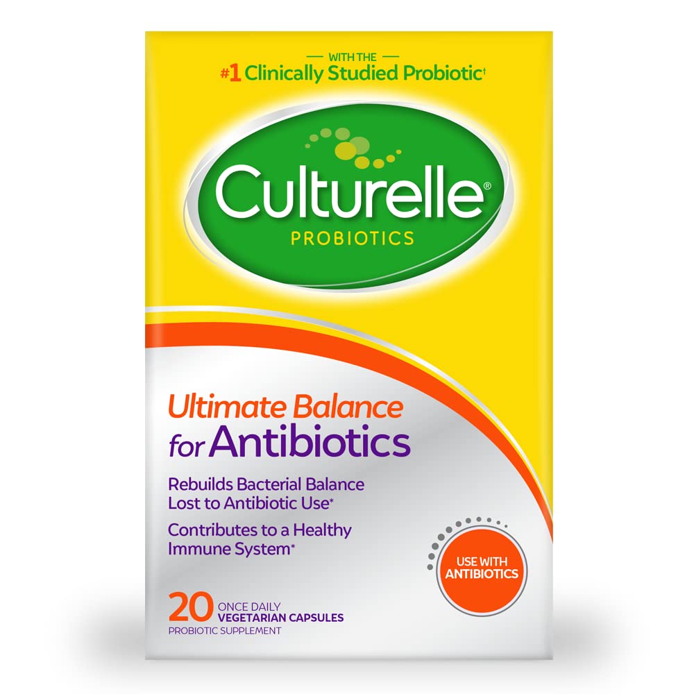 Kulturelle Probiotyki Ultimate Balance Probiotic for Use with Antibiotics - 20 Count - Probiotic kapsułki pomóc przywrócić dobre bakterie utracone podczas stosowania antybiotyków i przyczynić się do zdrowego systemu immunologicznego