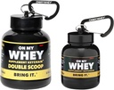 OnMYWHEY Powder Container To Go - Podróże wodny lejek do mieszania butelek, Przenośny suplement do treningu kontener i lejki, Mini Pretrening Suplementy Holder Keychain Butelki