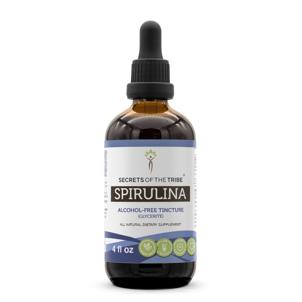 Tajemnice Tribe Spirulina wolny od alkoholu Liquid Extract, Spirulina (Arthrospira Platensis) Tincture Supplement (4 FL OZ)