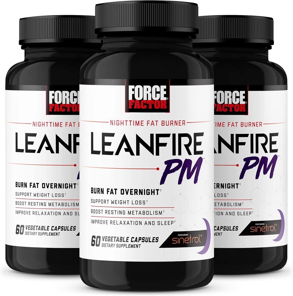 Siła czynnika LeanFire PM, Weight Loss Pills for Women and Men, Fat Burner and Overnight Weight Loss Pills to Burn Fat, Boost Metabolity, and Improve Sleep for Incredible Results, 60 Count (Pack of 3)