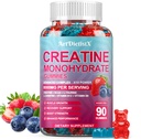 Monowodzian kreatyny 8000mg Gummie z BCAA, L- Karnityna, Tauryna i Witamina B12 - Suplement do ćwiczeń przed wzrostem mięśni, Siła i energia, Gummie wielosmakowe do żucia, 90 Hrabia dla mężczyzn i kobiet