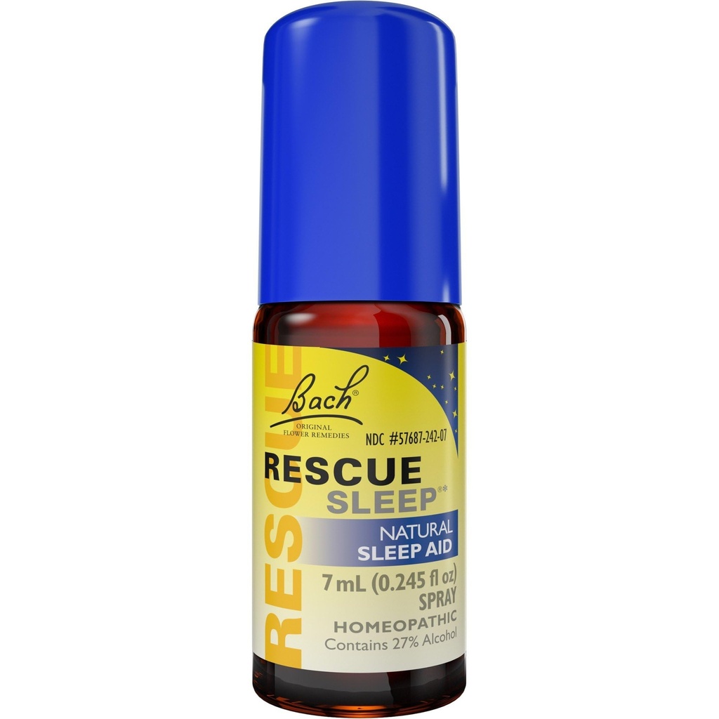 Bach RESCUE SLEEP spray 7 ml, Natural Sleep & Stress Relief Aid, Homeopatic Flower Essence, Wegan, wolny od melatoniny, Cukier, i gluten, Non-narkotic, Non-Habit Forming