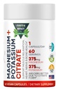 Magnezu Citrate + Potasu 60 Premium Kapsułki Wegan (Cytrate 375 mg) + (375 mg Potasu) Non GMO, Gluten Free - suplement o wysokiej absorpcji Made in USA