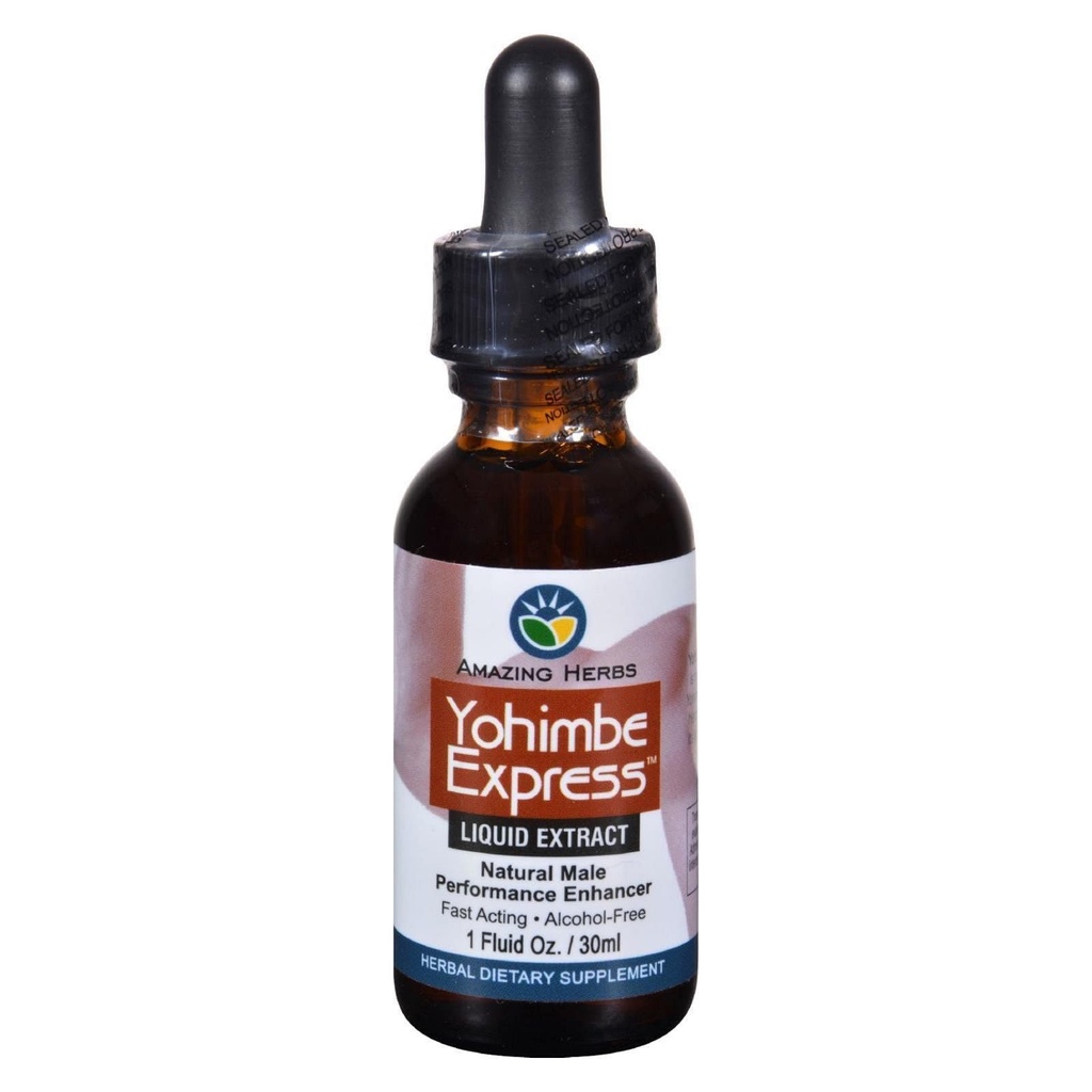 Niesamowite Herbs Yogimbe Express - Performance Enhancer, 100% Czysty Yohimbe Bark Alkohol wolny Liquid Extract, Herbal Dietetyczny Suplement - 1 Fl Oz (Opakowanie 1)