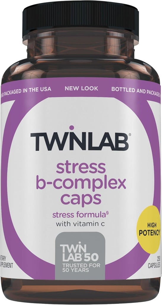 Twinlab Stress B- Complex Caps - Suplement do wsparcia energetycznego z witaminą B12 i B6- 250 Kapsułki