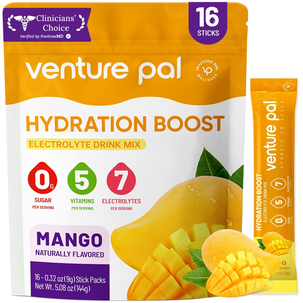 Penture Pal Sugar Free Electrolyte Puder Pakiety - Płynne codziennie IV Pakiety nawadniania 124; Electrolytes Drink Mix z 5 Witaminy i 7 Elektrolity 124; Keto Friendly 124; Non-GMO Equipment 124; Certified Vegan Equipment 124; 16 Sticks