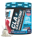 BPI Sports CLA + Karnityna w proszku - Niepobudzający spalacz tłuszczu do utraty masy ciała, Metabolizm i Chude Mięśnie - Kofeina wolna - Rainbow Ice - 50 Służenie - 12.34 oz