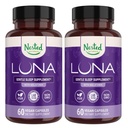 Nested Naturals Luna Sleep Aid - Non- Habit Forming Natural Sleeping Pills dla dorosłych z naturalnie zasolone składniki - Valerian Root, Melatonin, Rumianek, Lemon Balm i więcej - 120 Kapsułki Vegan