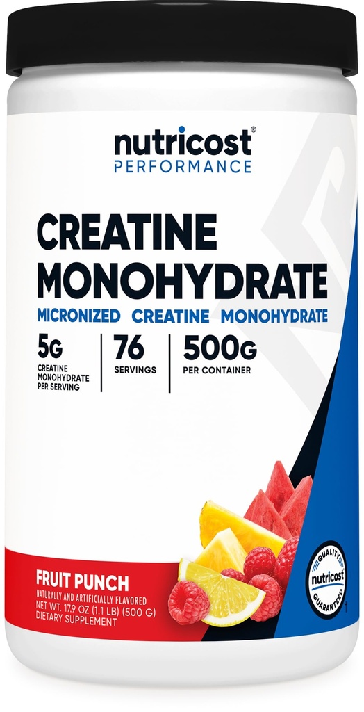 Nutricost Kreatywny jednowodny proszek (owocowy punch, 500 gramów)