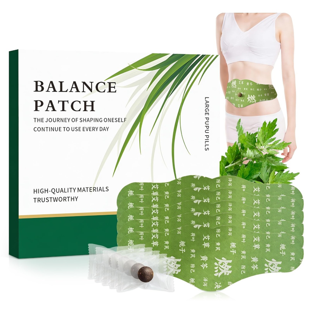 Herbal Patch Pad Balance - Mugwort Herbal Navel Patches for Menstrual Cramp Relief, Wsparcie zmniejszony wygląd wzdęcia, Promotes Abdominal Comfort Non-Irritating Design 1 Pudełka 5 Piece (1 pudełko)