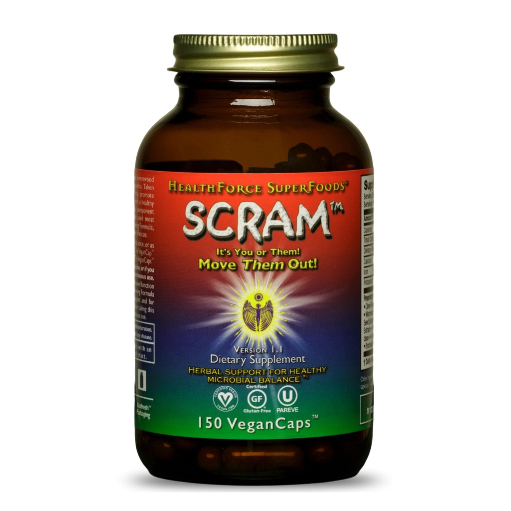 Environmental Force SuperFoods Scram - Herbal Supplement with Milk Thistle, Wormwood & Black Walnut - Diseasure Capsules - 150 Vegan Capsules