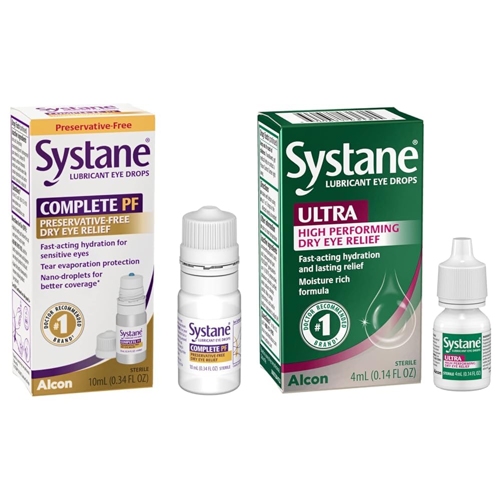Systane Complete PF wielodawkowa konserwacyjna, wolna od suchych oczu krople 10 ml i ultrasmarowe krople do oczu, 0,14 Fl Oz (opakowanie po 1)