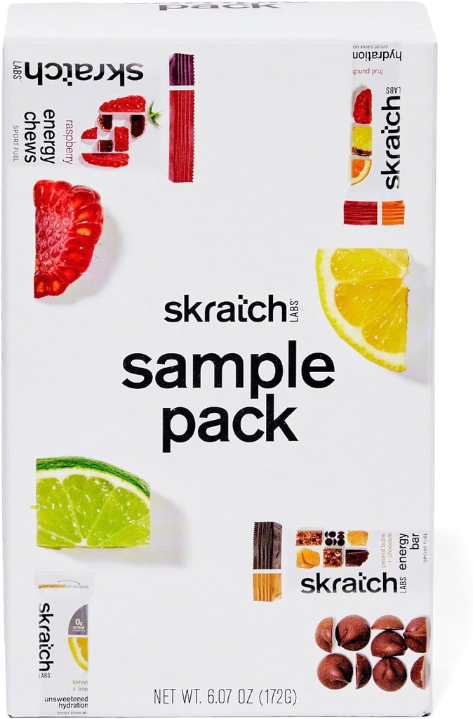 Skratch Labs Próbka Pack - Napoje nawadniające Mix, Niesłodzony Sport Drink Mix, Przeżuwacze energii, Pasek energii - Sports Nutrition Trial Variety Pack - dla biegania, Jazda na rowerze, Turystyka i Wytrzymałość Działania