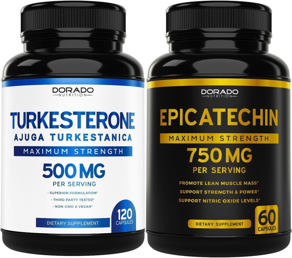 DORADO NUTRITION Epicatechin Extract 750mg Per Serving - (120 kapsułek) i Turkesterone Supplement 500mg (120 kapsułek)