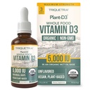 Plant- D3 Organiczna witamina D3 5000 j. m. - Wegańska, Max Siła Podjęzykowa Płyn D3 Krople - 200% Wyższa Wchłanianie - 100% Forma Cholekalcyferolu w oparciu o plant- Regulowana dawka przez wszystkie wieki (1oz Płyn)