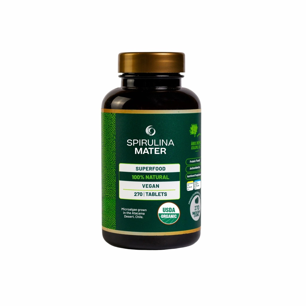 Spirulina Tablets USDA Organic, Atacama Desert Grown, Supplement roślin Superfood, Nutricent Dense Algae for Daily Wellness and Energy, 270 Tablets