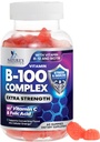 B Kompleksowy suplement Gummie z witaminą C & kwas foliowy, Super Siła Super Witamina B Gummy z Niacyna, B6, Kwas foliowy, B12, Biotin, Nature 's Energy Immune Support Supplements - 60 Gummies
