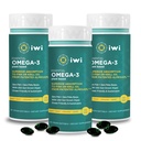 Iwi Omega-3 Essential, 90 Softgels (90 Servings), Algae Omega 3 na bazie plantacji z EPA + DHA, Mózg, Heart & Immune Support Dietary Supplement, Kryll & Fish Oil Alternative, No Fishy Aftertaste