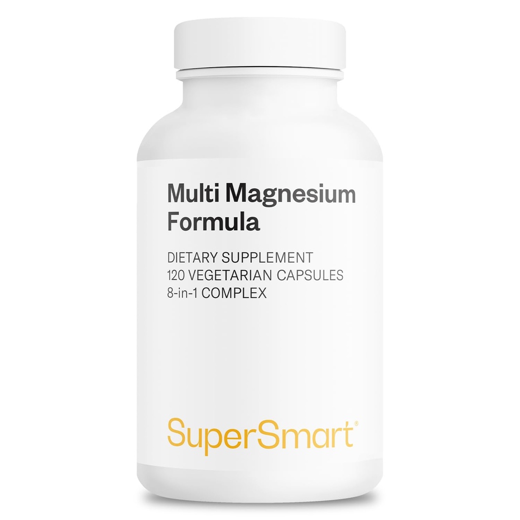Supersmart - Optimag - Potężny kompleks magnezu - 8 różnych form magnezu do optymalnego asymilacji - Walki Magnezu Deficiency 124; Non-GMO & Gluten Free - 120 Kapsułki wegetariańskie