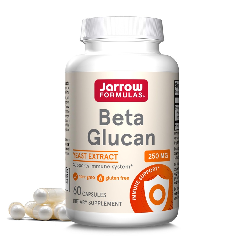 Jarrow Completas Beta Glucan 250 mg - 60 Kapsułek - Wsparcie funkcji immunologicznych - Ekstrakt wysokiej czystości - Przygotowanie opatentowane - 60 Służb