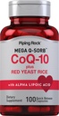 Piping Rock CoQ10 120mg Advanced 124; 100 Kapsułek Advanced 124; z Red Yeast Rice i Alpha Lipoic Acid Advanced 124; Mega Q- Sorb Coenzym Q10 Advanced 124; Non-GMO, Gluten