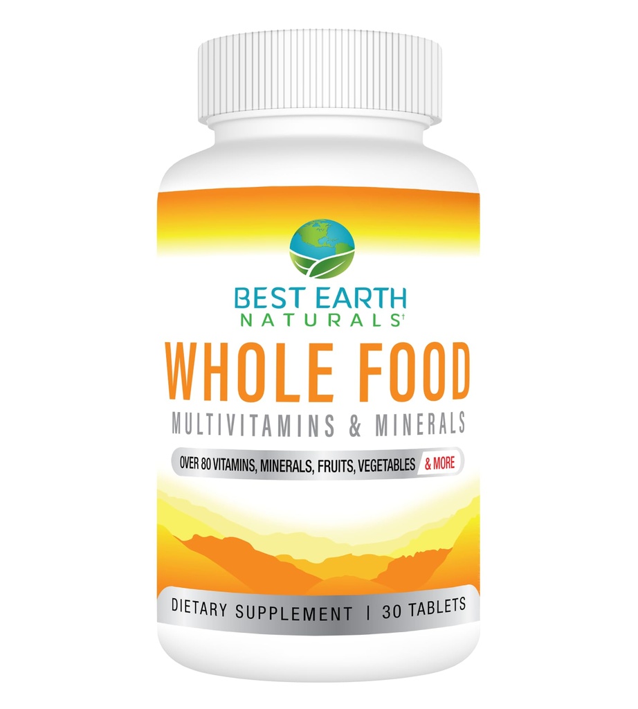 Najlepsze ziemskie Naturals Whole Food Multivitamins & Mineral Wegan Formuła z owocami, Warzywa, Probiotyczne Mieszanki i więcej, 30 Hrabia
