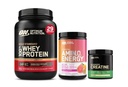 Optimum Nutrition Starter Pack: Mikronizowany proszek jednowodny z krewnym (60 Servings), Amino Energy Tropical Sunrise (30 Servings) i Gold Standard 100% Serwatka podwójna bogata czekolada (29 Servings)